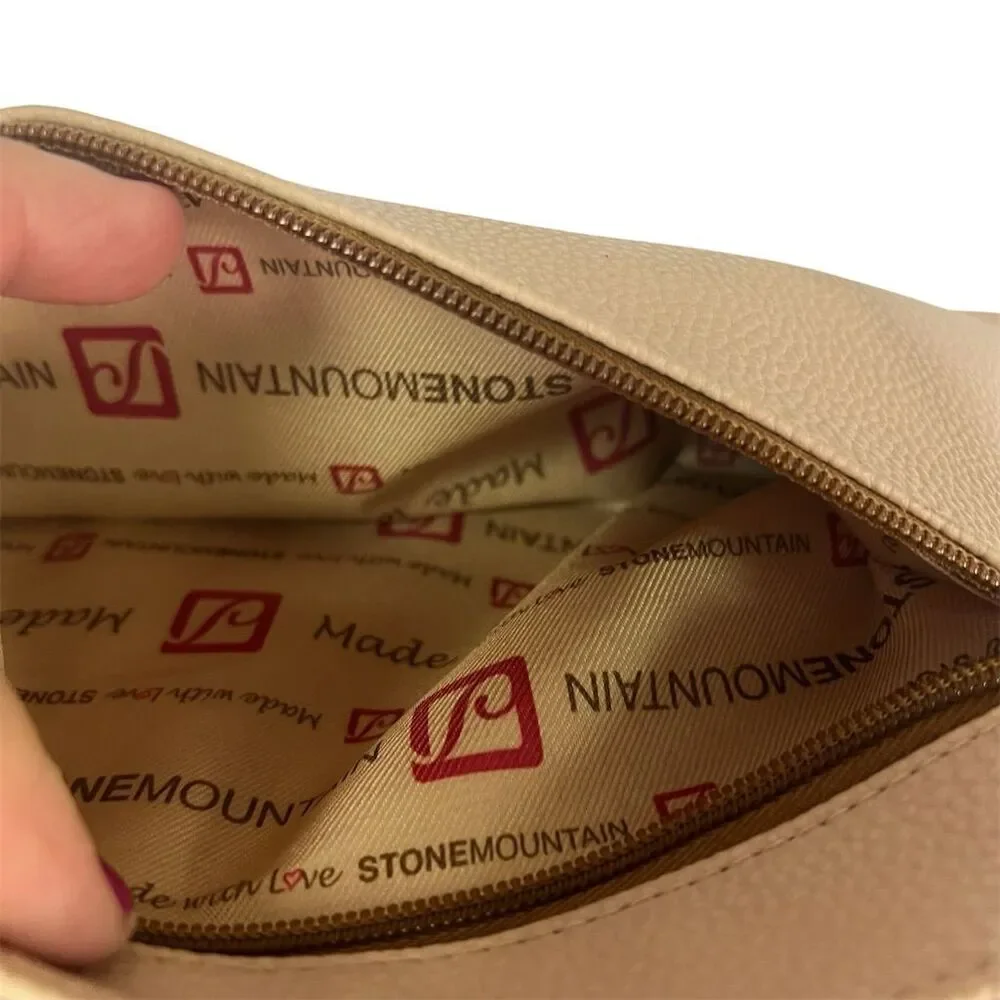 Stone Mountain Women's Beige Leather Hobo Shoulder Bag